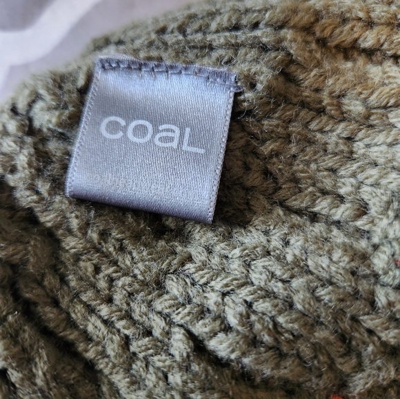 *Coal Knit Beanie Hat Green and Orange - Picture 3 of 6